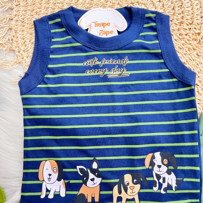 Conj. Regata Cute Friends e Bermuda - Marinho e Verde